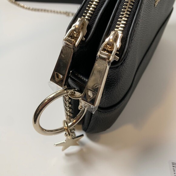 GUESS Never Used Lila Mini Charm Double Zip Crossbody Chain Purse Bag - Black - Picture 3 of 14